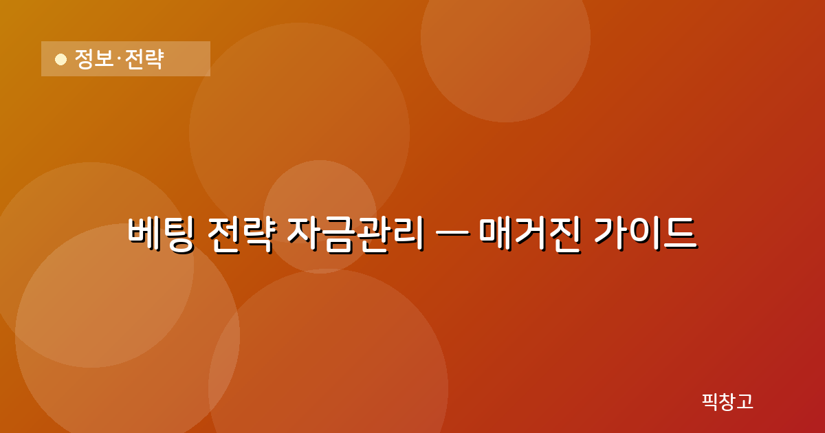 정보·전략 — 베팅 전략 자금관리 — 매거진 가이드